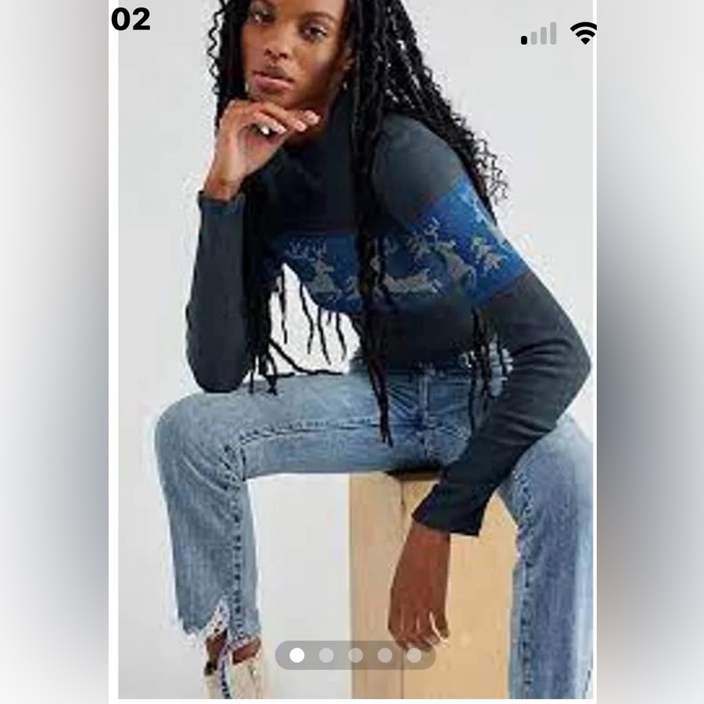 NWOT free people snow flake ski mock neck thermal size XL